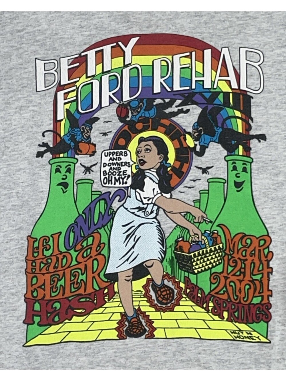 2004 Betty Ford Rehab Hash XVIII Wizard Of Oz Beer Henley Shirt Y2K Hash Mens M
